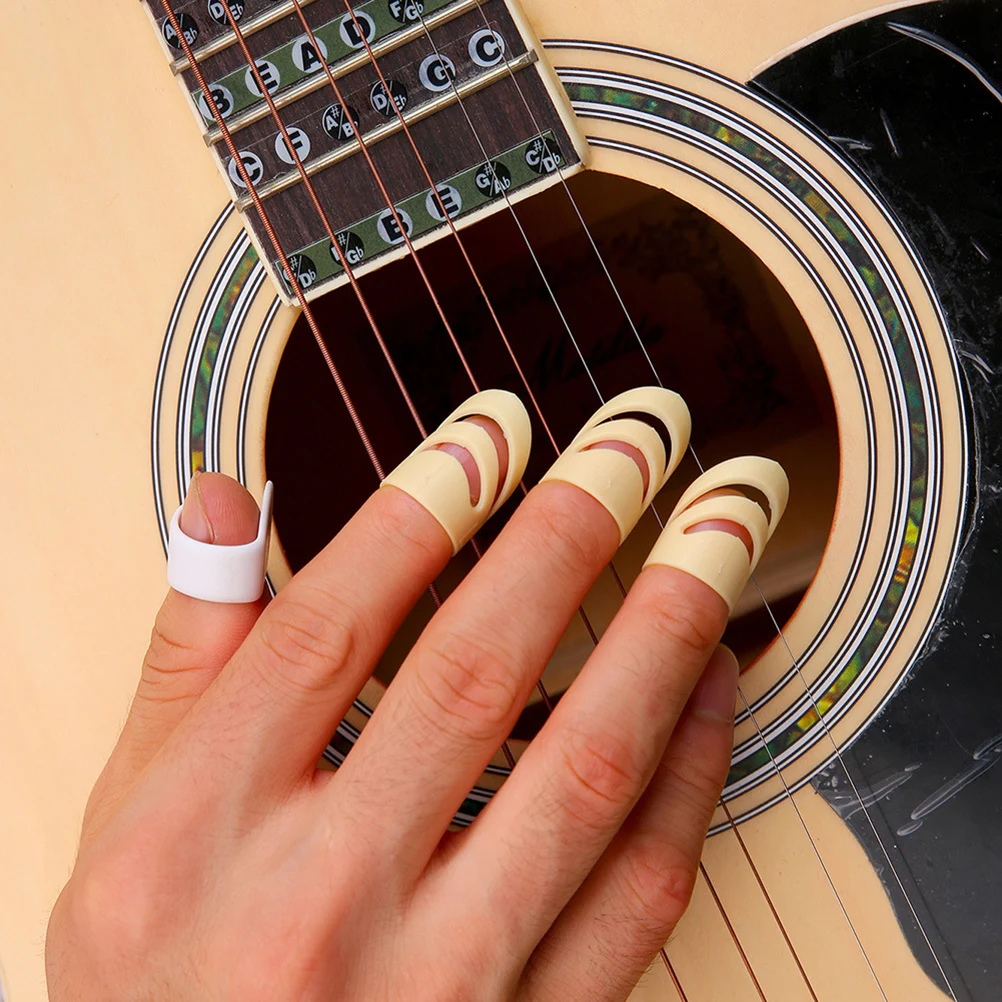 

Finger Protection for Guitar Ring Cover Thumb Picks Acoustic Adjustable Beige Guitars