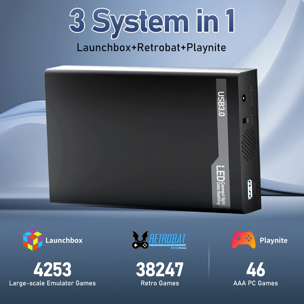 MIX 500GB 3 System in 1 External Game Hard Disk Retro Game Console with 38200+ AAA&3D&Retro Games for PS3/PS2/Switch/XBOX/WII - Image 4