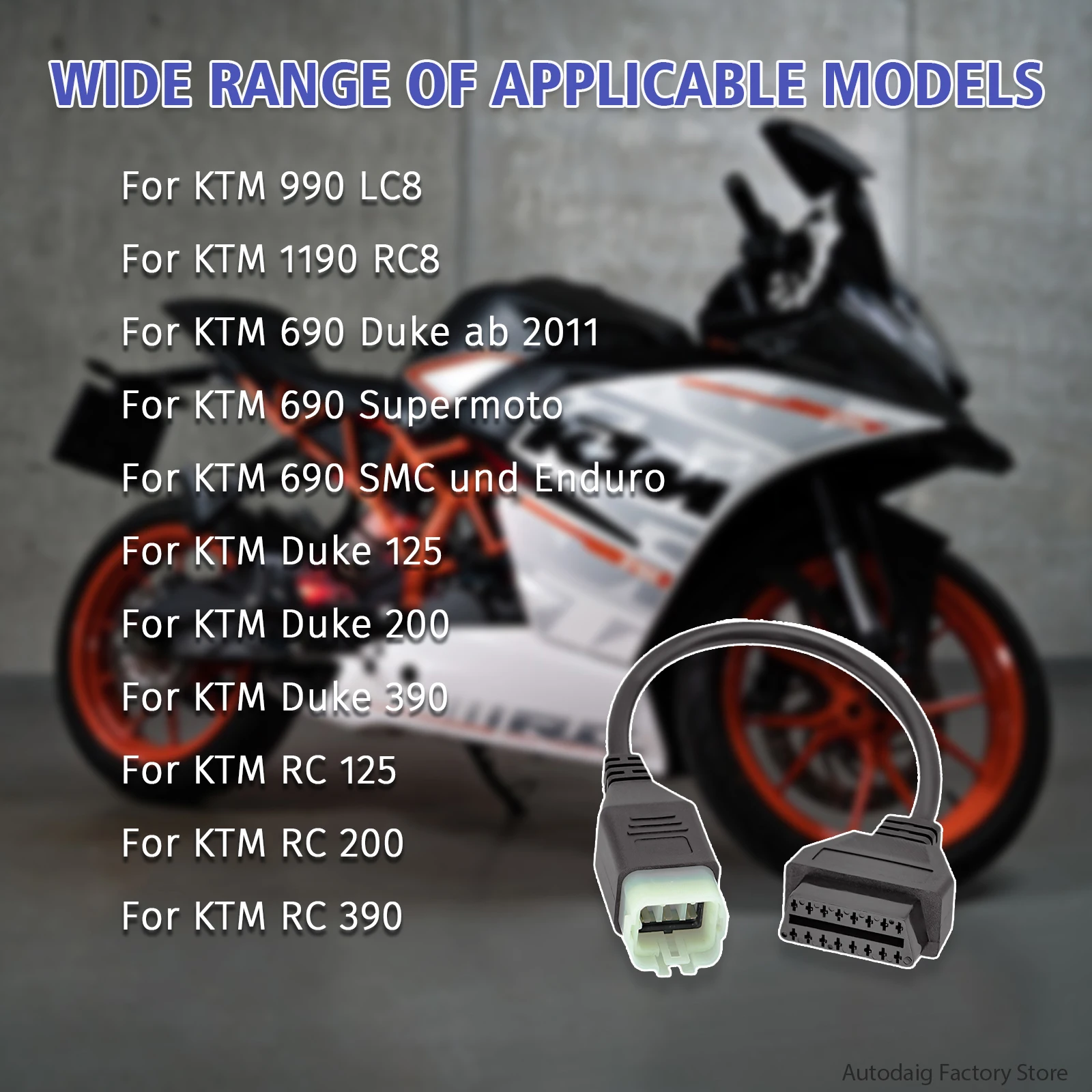 Cable de diagnóstico de motocicleta OBDII para BMW/Kawasaki/Ducati/Suzuki/KTM/Delphi/Aprillia/YAMAHA/HONDA conector de diagnóstico de motocicleta