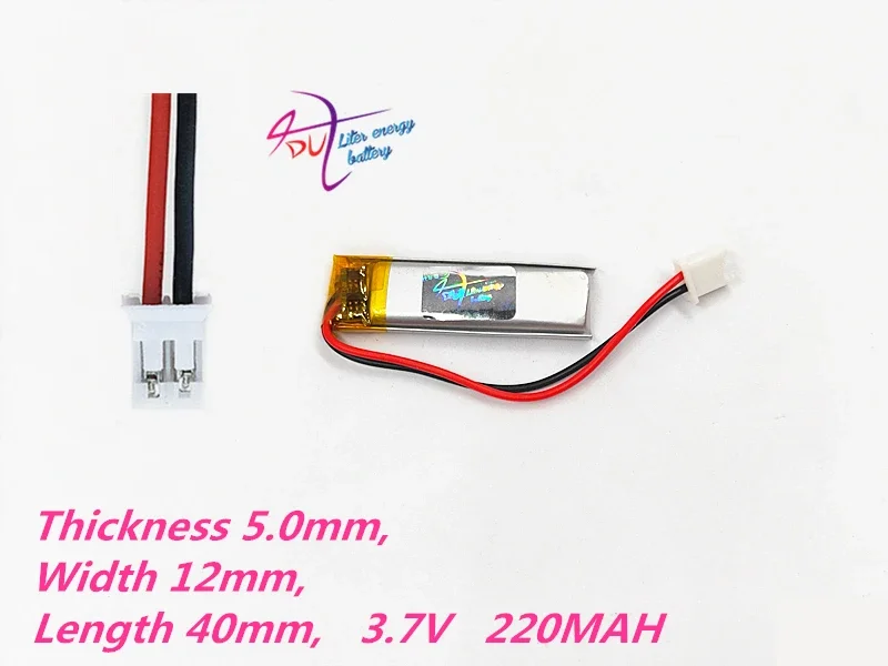 10 pcs 3.7V 220mAh Lithium Polymer LiPo Rechargeable Battery 501240 JST PH 2.0mm 2pin For Mp3 bluetooth headphone smart watch