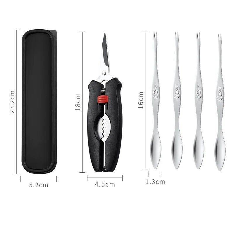 20Set/Lot Stainless Steel Crab Forks Set Crab Pliers Shellfish Fruit Fork Lobster Clamp Pliers Clip Kitchen Gadgets Seafood Tool