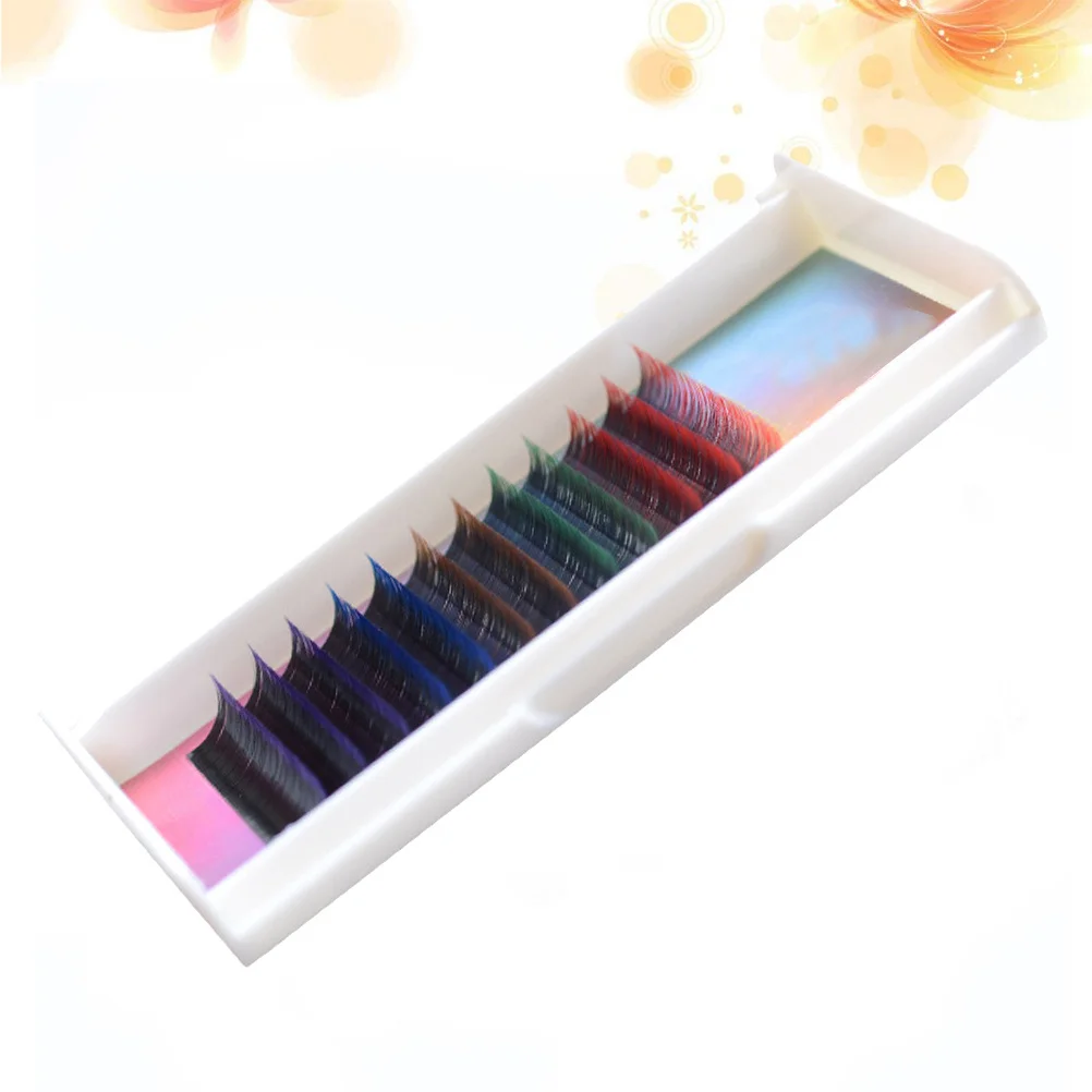 1 ชุดขนตาปลอมไล่เฉดสี ไฟเบอร์น้ำหนักเบา ต่อขนตาหลากสีสันสำหรับการแสดง แต่งหน้าเทศกาลฮาโลวีน