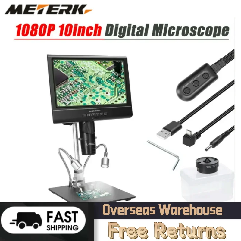 

Professional Digital Microscope 1080P 10inch LCD Display 4X Display Magnification Soldering Microscope Picture Taking Video Tool