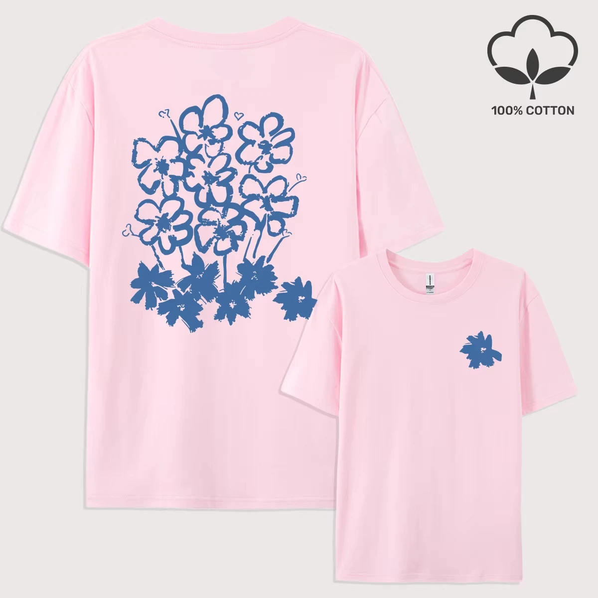 花柄 Tシャツ ソフトで通気性のある カジュアルで快適な オーバーサイズ ヒップホップ グラフィックプリント ユニセックス Tシャツ アニメスタイル ストリートウェア