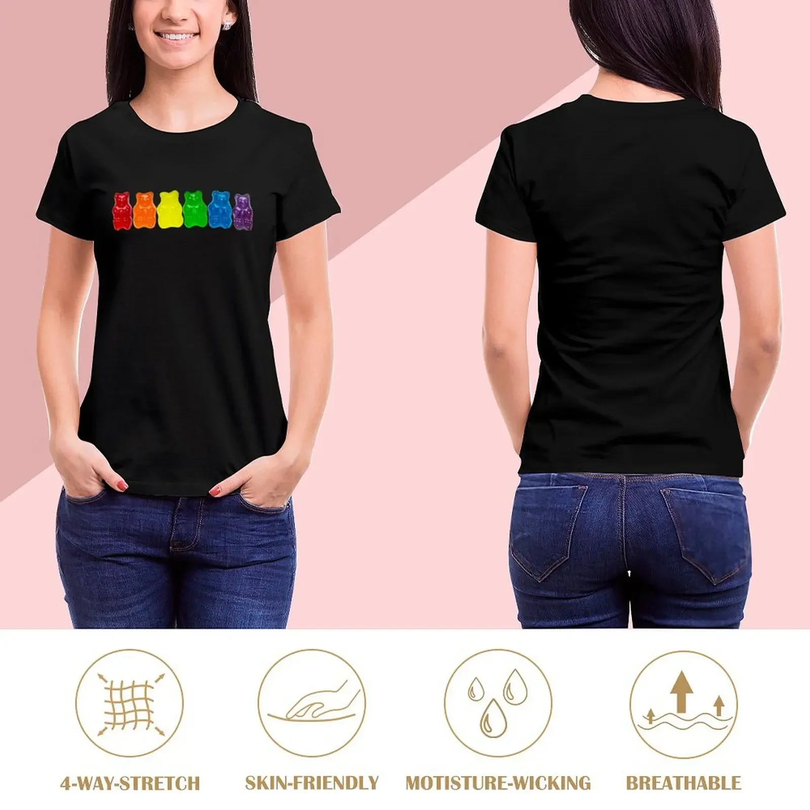 Rainbow Of Gummi Deliciousness T-Shirt animal prinfor anime clothes funny t shirts for Women