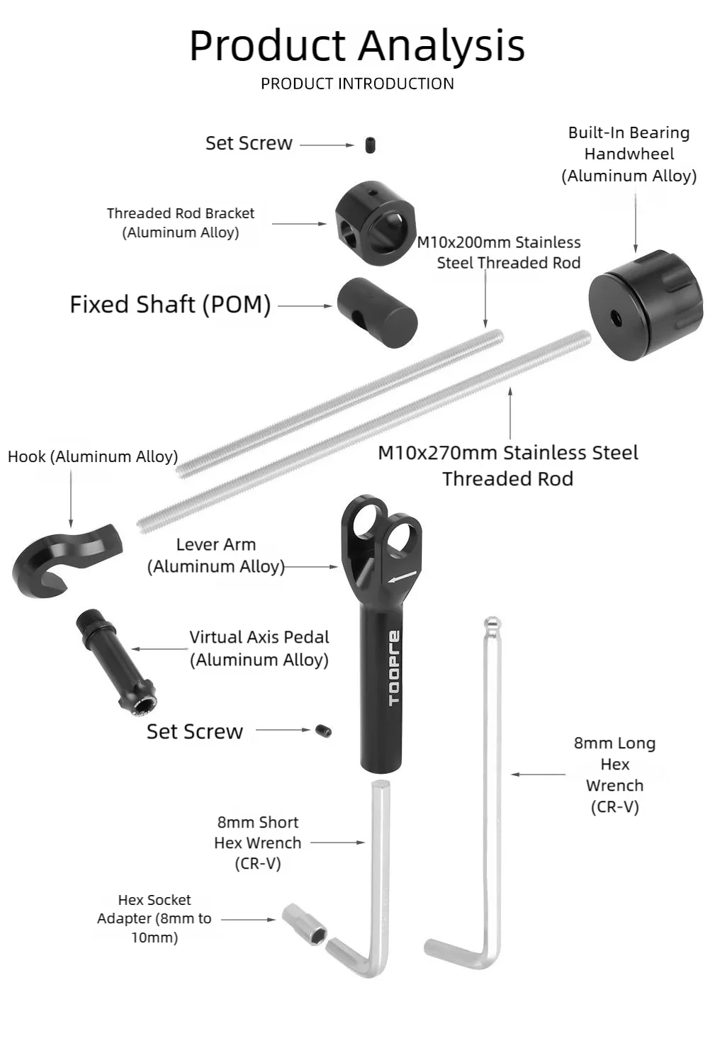  TOOPRE Fahrrad-Kurbeldeckel-Schraubenentferner-Werkzeugset Reparaturwerkzeugset für Mountainbikes 8/10mm Kurbelschrauben-Entfernungswerkzeuge – Detail 3