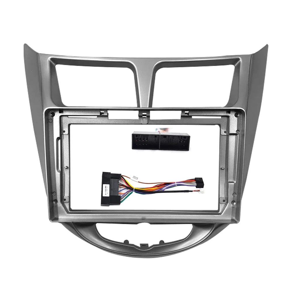 2 Din 9 Inch Car Radio Fascia For Hyundai I-25/Accent/Solaris 1/Verna 2010-2016 Frame Android Stereo Panel Dash Mount Kit cable