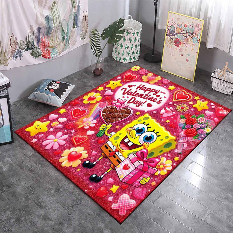 SpongeBob Pattern Large Size Area Rugs 3D Carpet for Home for Living Room Bedroom Sofa Decor Floor Kids Play Anti-Slip Mats Gift