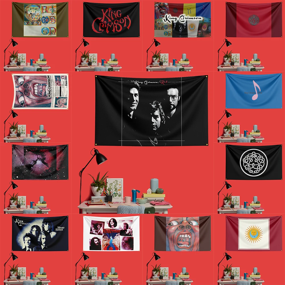 King Crimson Progressive Rock Flag 3x5 FT 90x150cm Polyester Decorative Banner Tapestry For Music Fans Bedroom Wall Decoration