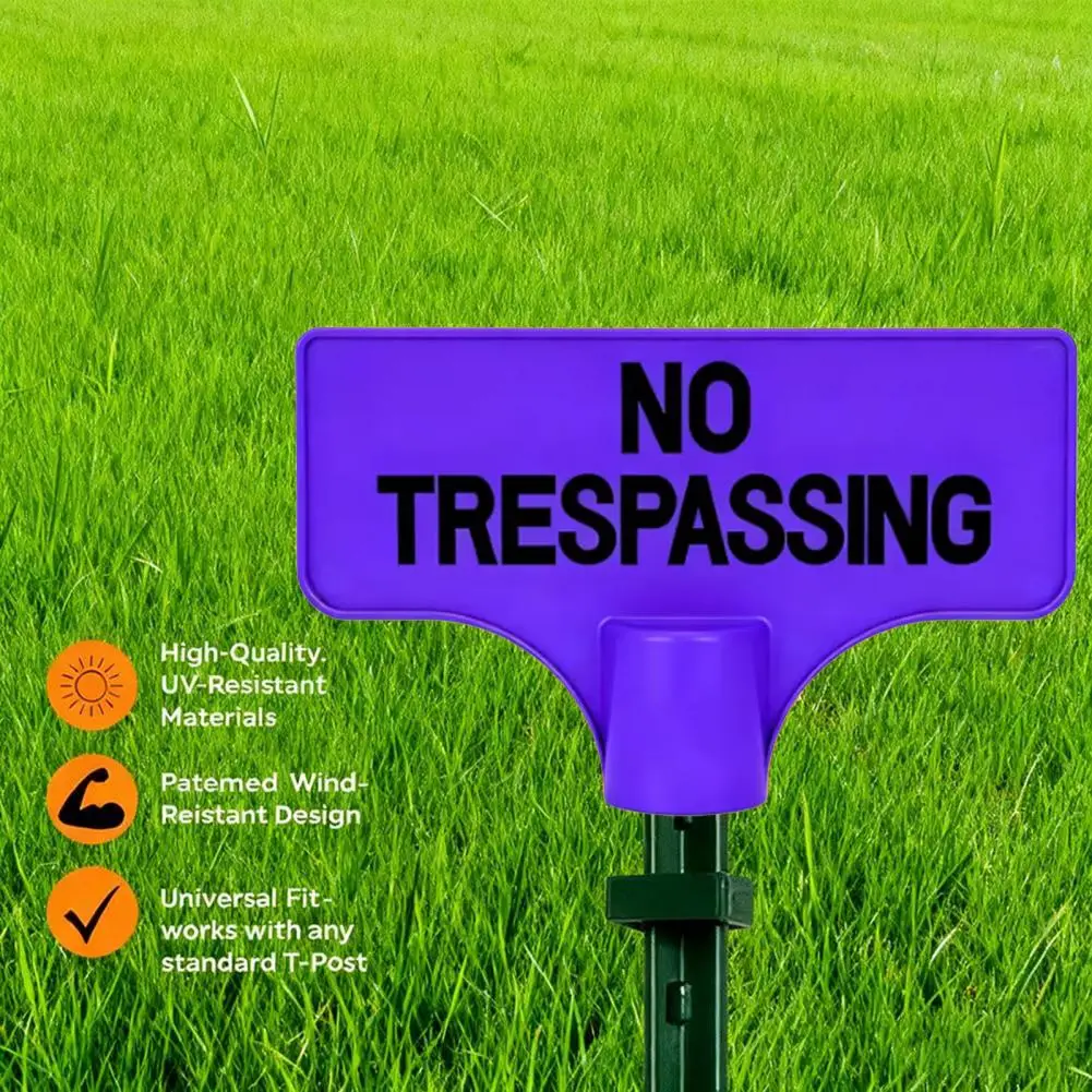 Plastic No Trespassing Sign Black Letters Warning Sign No Trespassing Sign for T-post Mount Highly Visible Orange for Farms