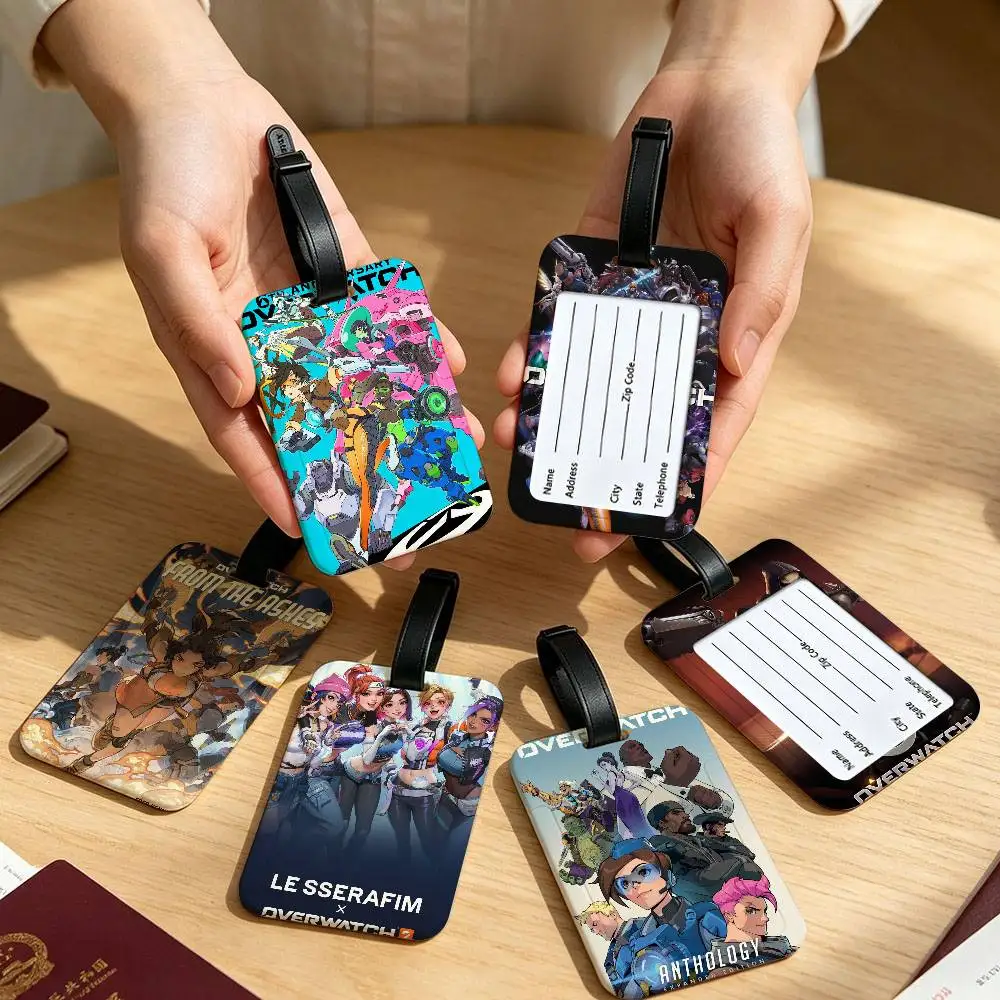 Pop Game O-Overwatch cute Self-adhesive Art Anti lost Luggage Marker PVC Information Card Sleeve Baggage Tag For Outdoor Travel
