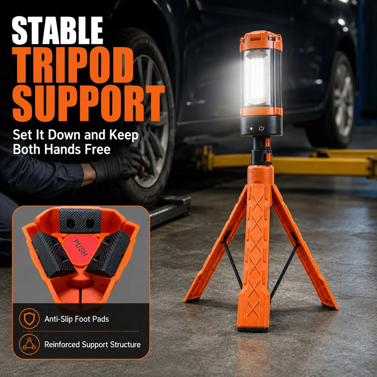 Tripod Work Light, Led Rechargeable Auto Repair Light, Car Repair Lighting Lamp, Foldable Telescopic Tripod Stand, High-Brightness Work Light, Non-Slip Stable Floor Lamp, Hands-Free Workshop Inspection Emergency Lighting, Street Stall Lamp, Adjustable Height Tire Changing Fault Light, Construction Site Inspection Equipment Inspection Desk Lamp.
