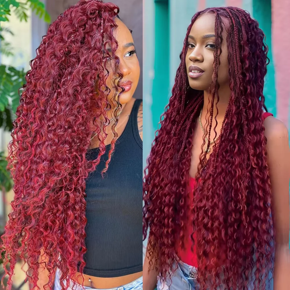 Boho Trecce Capelli Umani Onda Profonda Intrecciatura Bulk Estensioni Dell'onda D'acqua 100% Capelli Umani 3 4 5 Bundle Ricci Senza Trama Tessuto Bundle Capelli