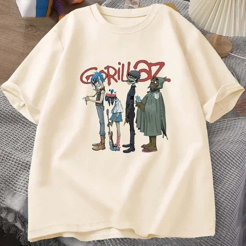 Music band Gorillaz PUNK ROCK Tshirt womens summer 90s Oneck short sleeved Tshirt clothing retro Y2K clothing T-shirt