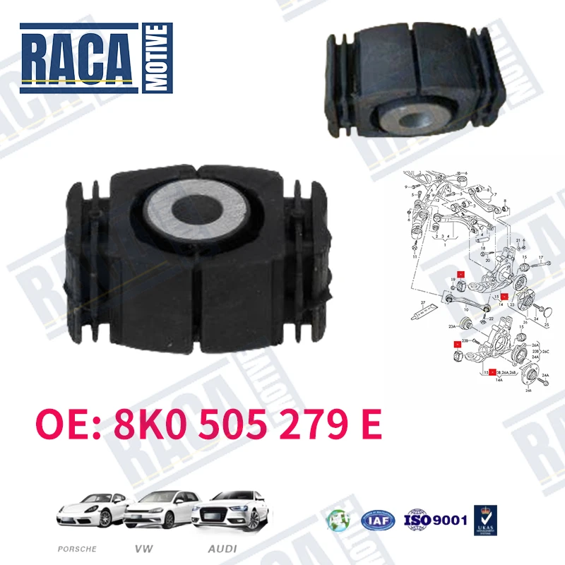 For Audi A4 A5 A6 A7 Q5 B8 1PCS/2PCS Rear Bridge Mounting Rubber Bushing Rear Beam Mounting Knuckle Bushing 8K0505279E