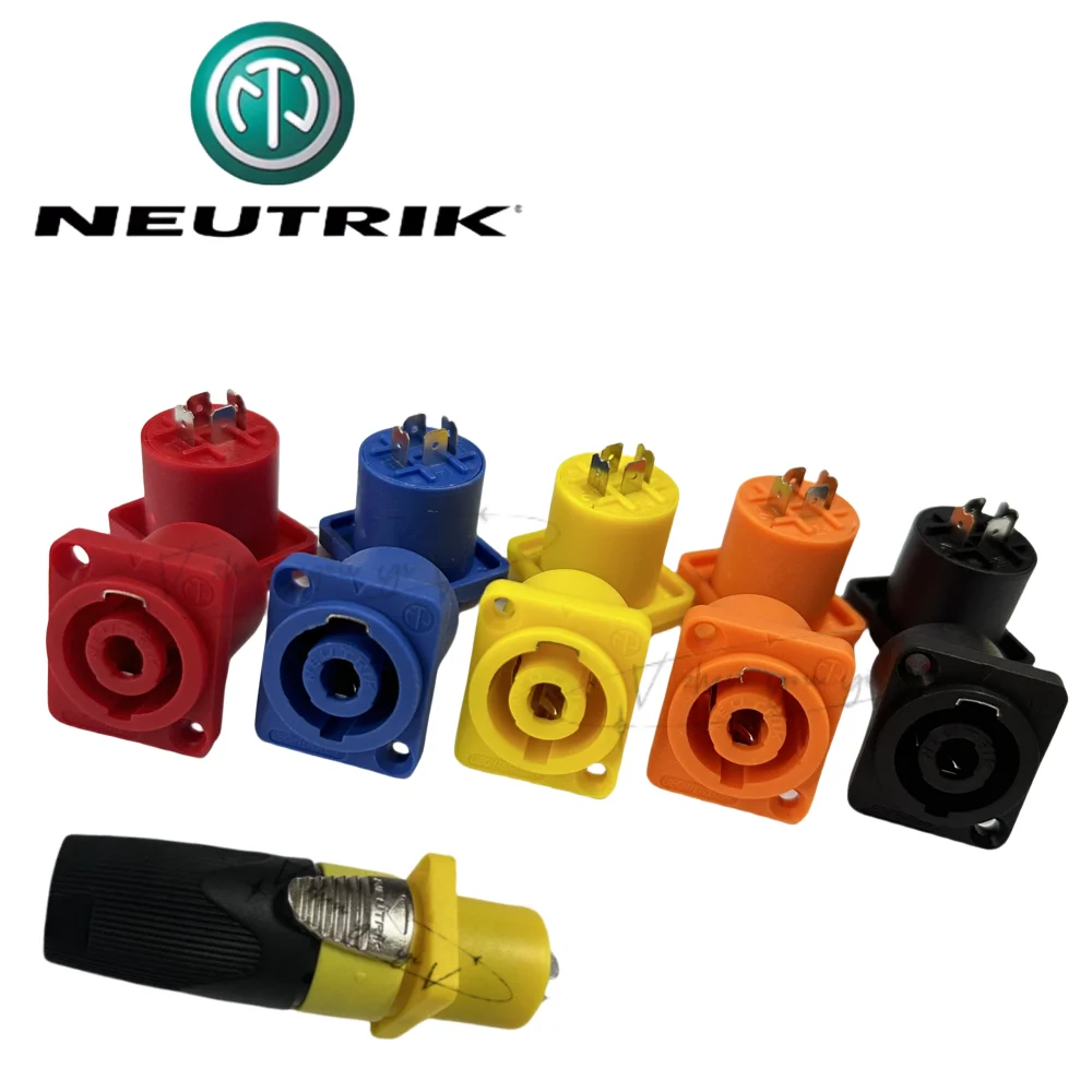 10PCS/Lot NEUTRIK NL4MP 4 PIN color small square socket NL4MPXX four-core audio socket NL4FX speakON power amplifier D-type base