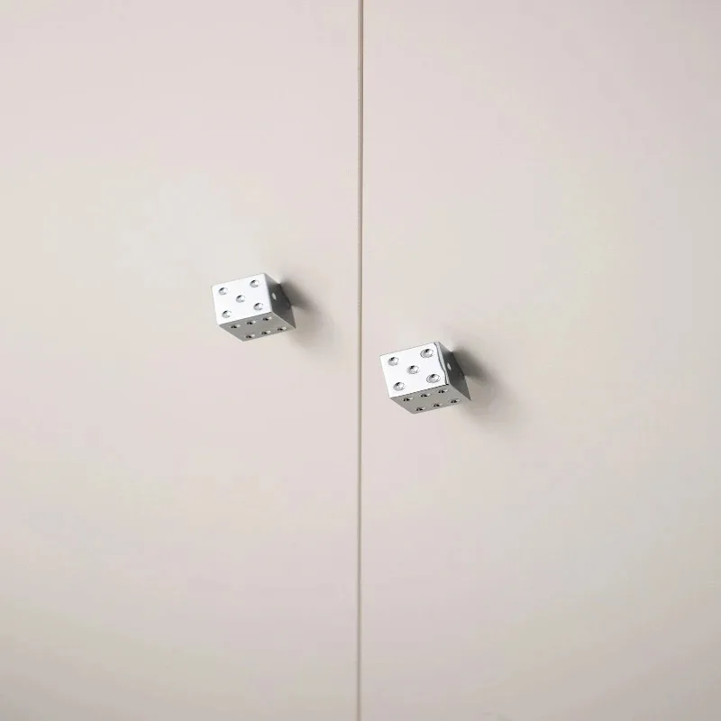Simple Cabinet Pulls Door Handle Silver Dice Wardrobe Shoe Drawer Knobs and Furniture Hardware Creative Handle