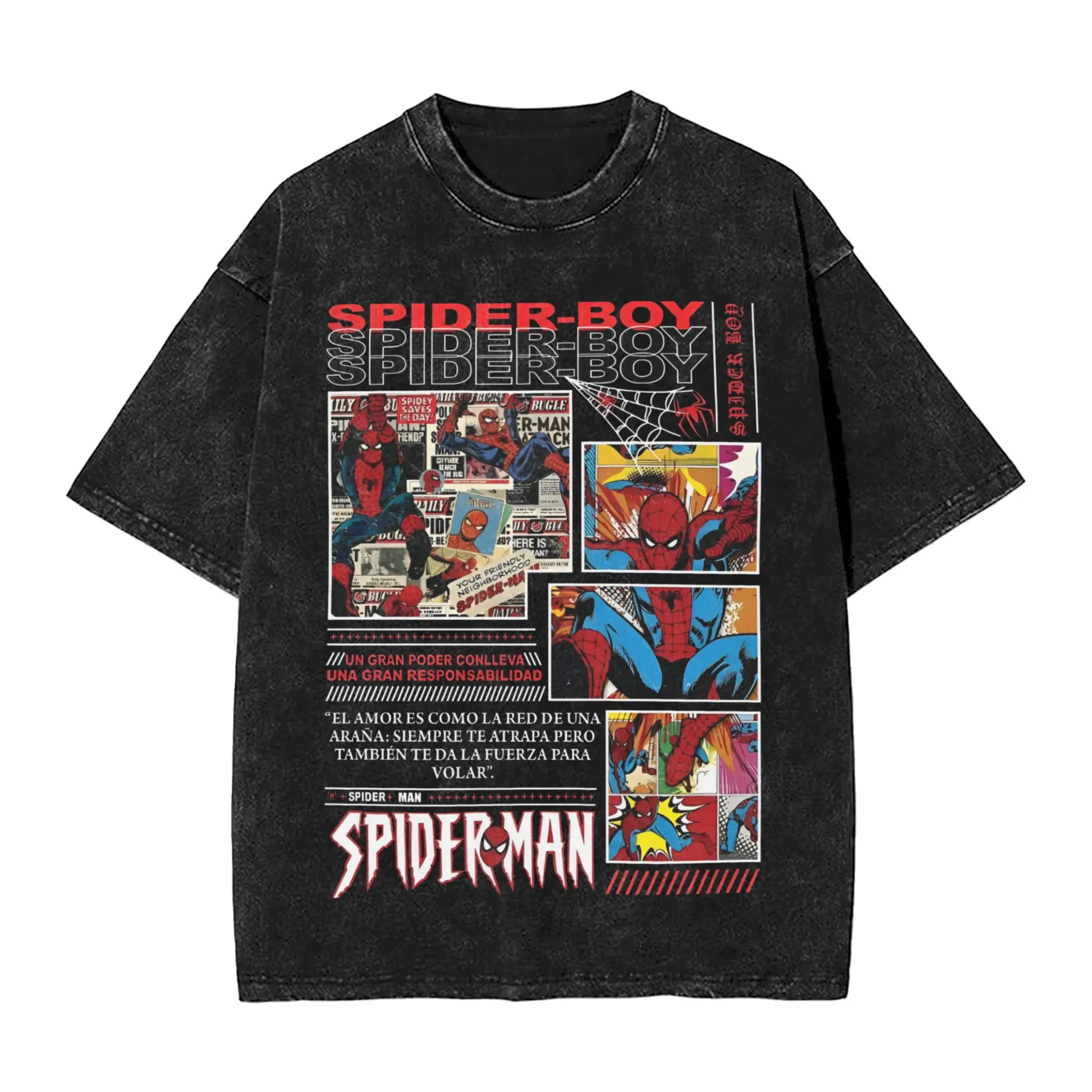 

Spider Man Print T Shirt for Men Pure Cotton Hipster T-Shirts Crew Neck Tees Short Sleeve Clothing Summer