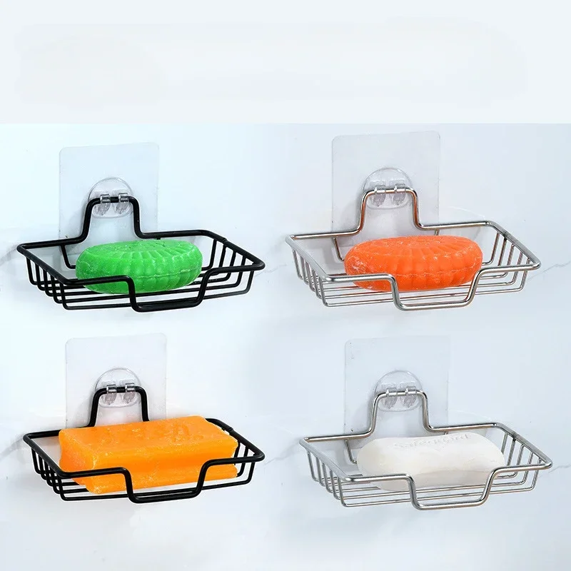 Wall Mounted Soap Holder Stainless Steel Soap Stand Drainer High Quality Sponge Shower Gel Rack Self Adhesive Bathroom Supplies