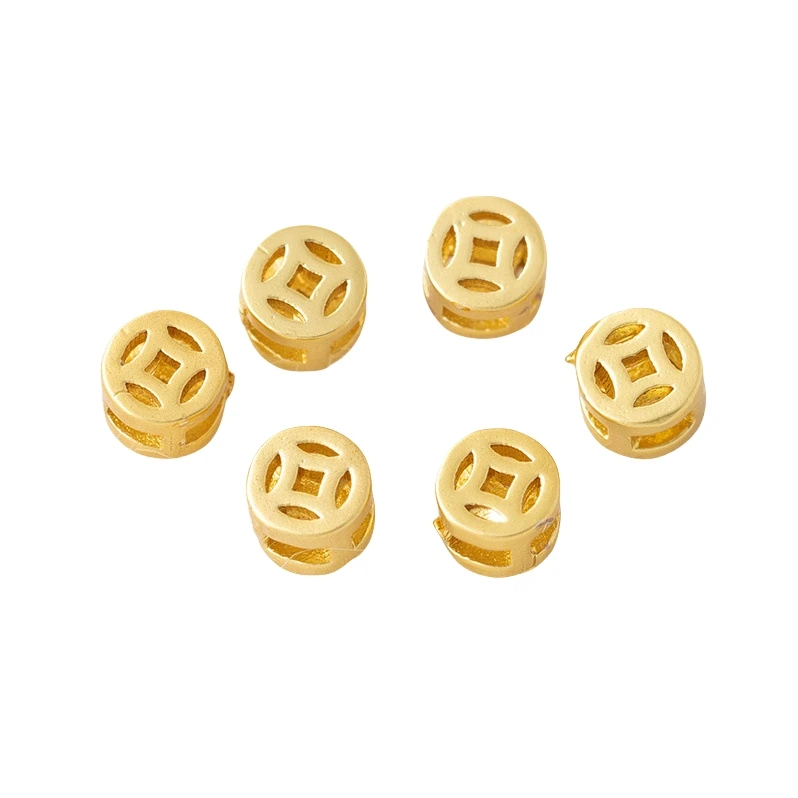 BoYuTe (20 Pieces/Lot) 4*3mm 6*3.5mm Metal Brass Coin Hollow Beads Handmade DIY Jewelry Accessories Loose Beads