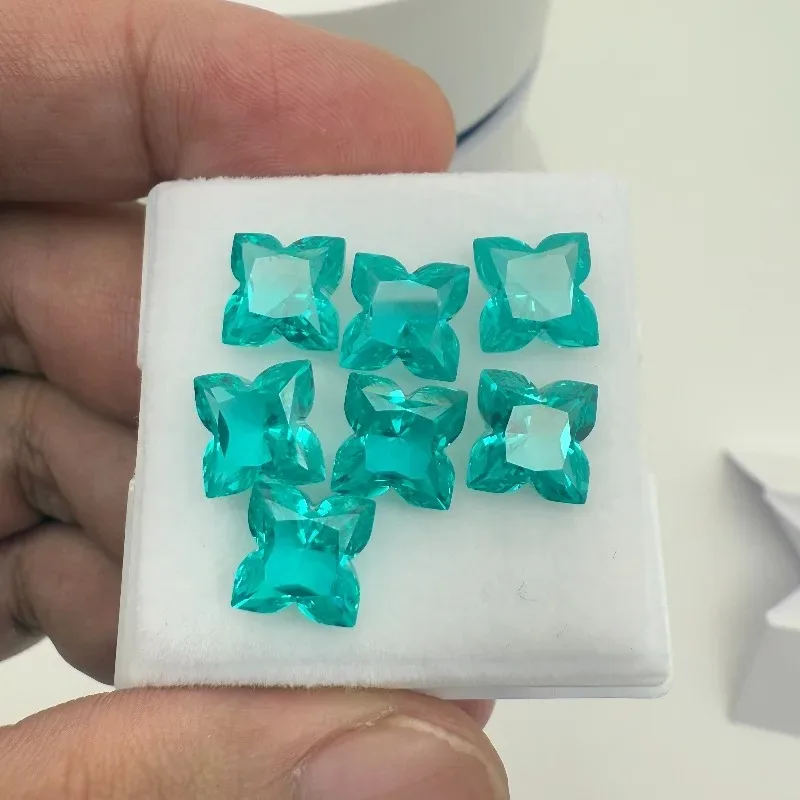Par-Lab Grown Sapphire Paraiba Plum Blossom VVS1 Charms Diy Advanced Jewelry Making Materials Selectable  Certificate