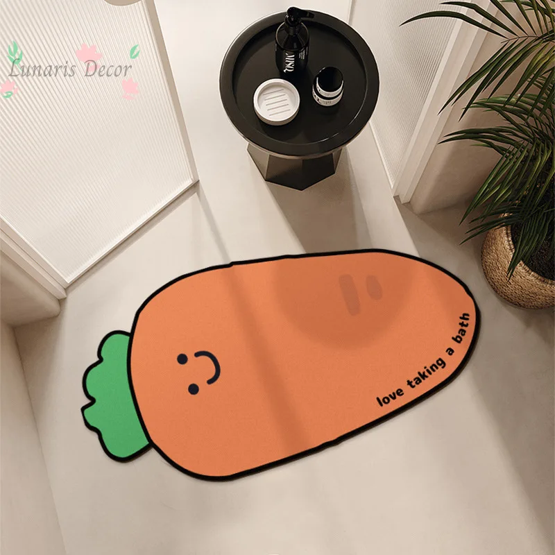 Cartoon bathroom floor mat, water-absorbing quick-drying diatom mud floor mat, household bathroom door wear-resistant