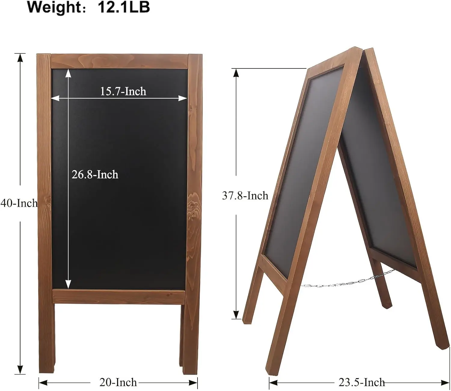 لافتة سبورة خشبية بإطار على شكل حرف A مقاس 40 × 20 بوصة مع طباشير سائل وصلب للحفلات وحفلات الزفاف والمطاعم #2