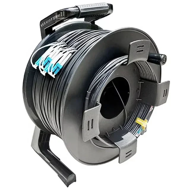 Fiber optic rollers  ODVA LC Waterproof Portable Field Deployable Tactical  Optic Cable Armored 2/4/6/8/12/24 Cores Drum Reel