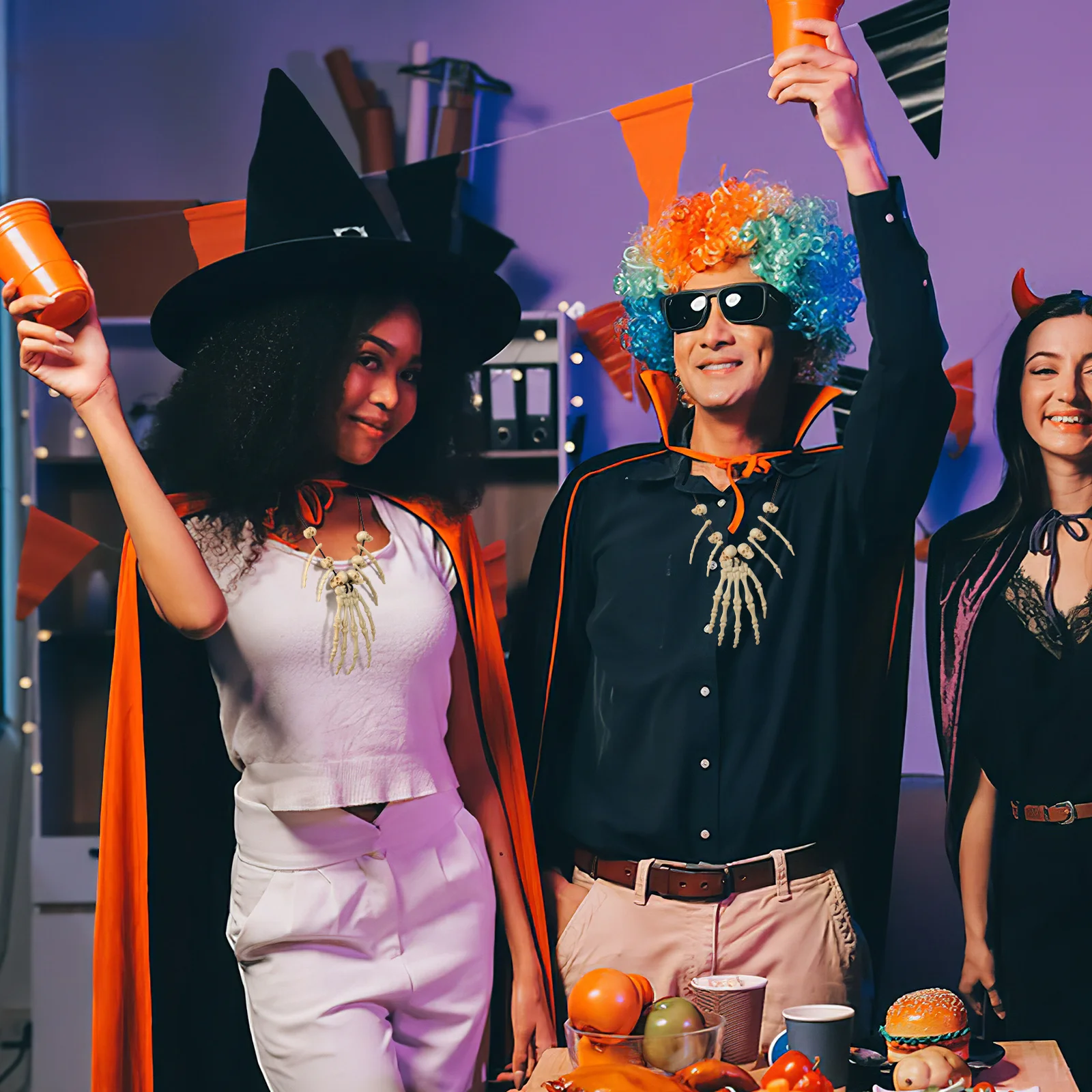 5 peças conjunto de 5 amuletosfun crânio pingente colar osso para fantasia de halloween masculino gargantilha acessórios