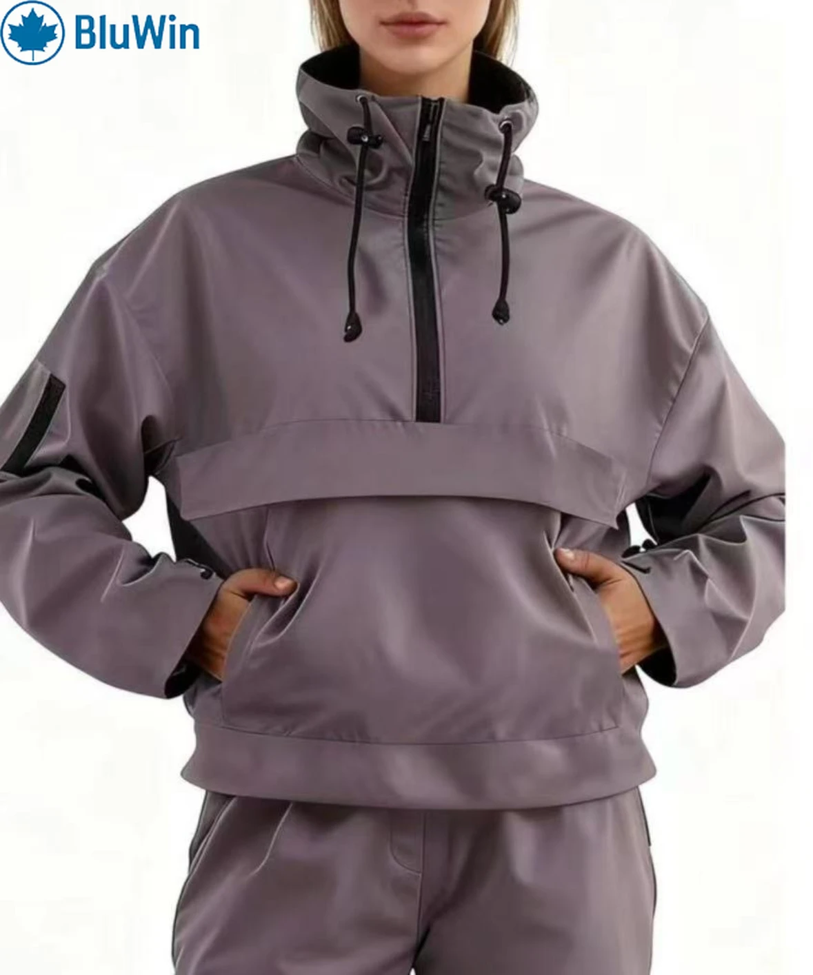 سترة واقية من الرياح بغطاء للرأس مكونة من 5 ألوان من BluWin&ZAF للنساء ملابس خارجية غير رسمية بسحّاب من Gorpcore معطف خفيف الوزن #2