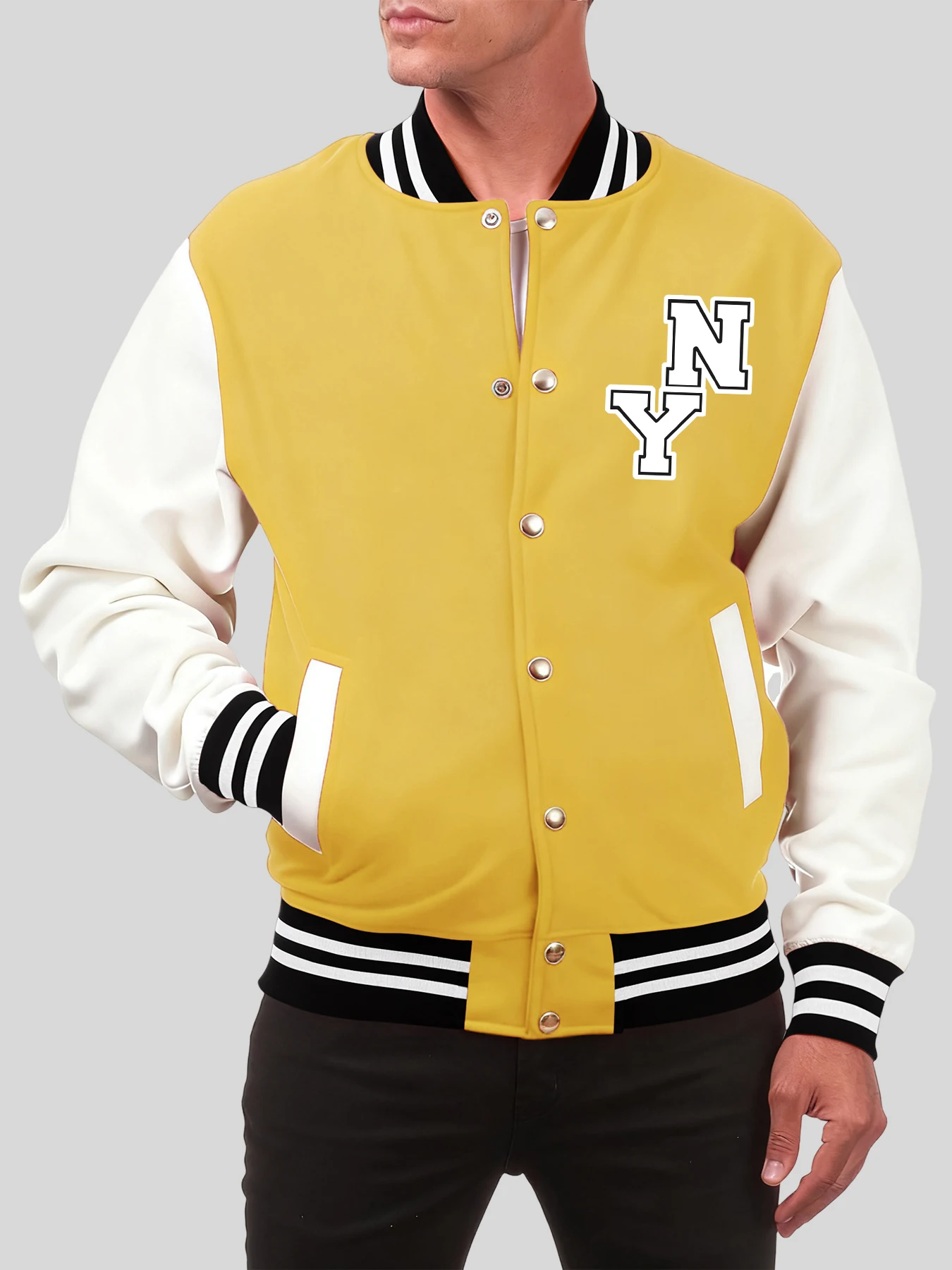 

New York City Art Word Print Men Baseball Uniform Hip Hop Soft Jacket Autumn Loose Clothes Casual All-Match Male Streetwear