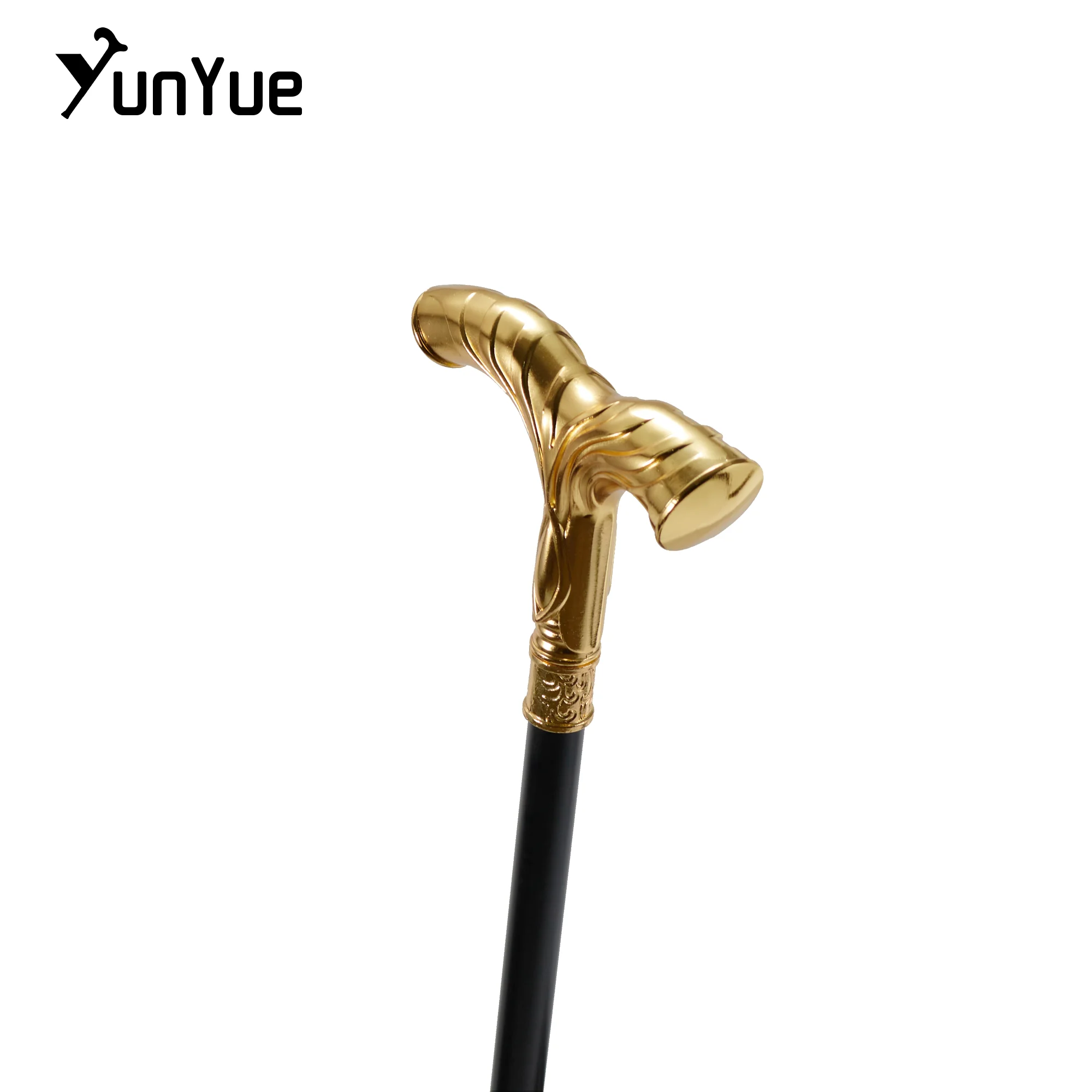 Gold gestreifter modischer Gehstock Gentlemanly Elegance Dekorativer Cospaly Moderner modischer Gehstockknopf Crosier 93CM
