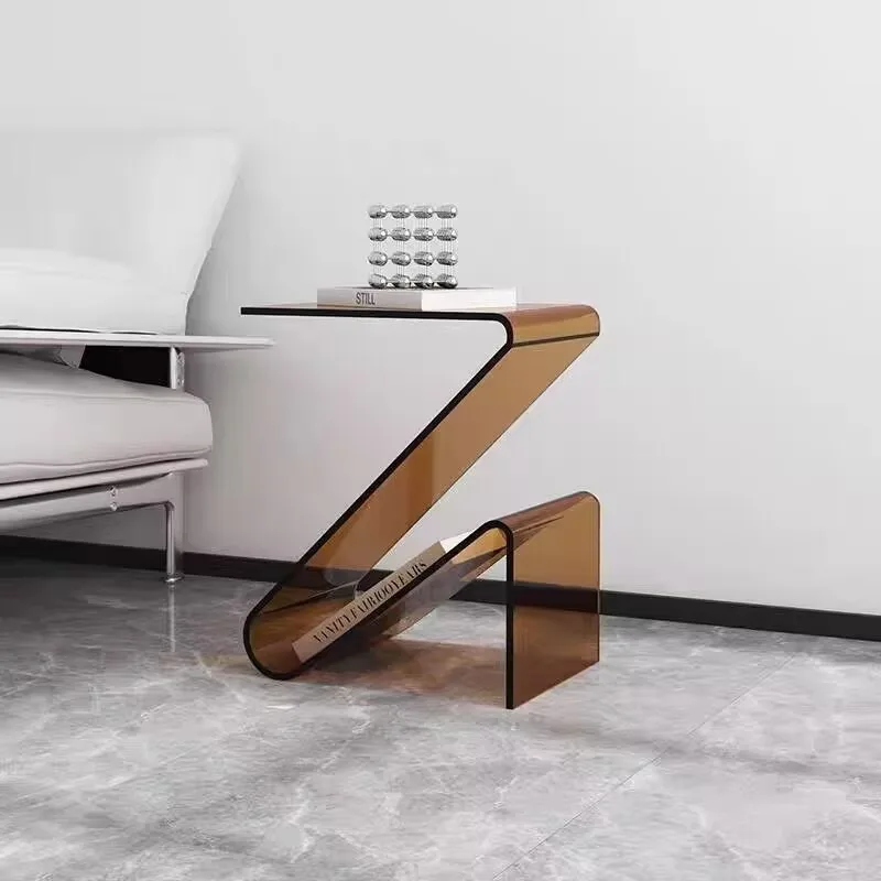 Modern Acrylic End Table,Creative Geometric Side Table for Sofa,Lightweight Living Room Accent Stand，Portable Coffee Table