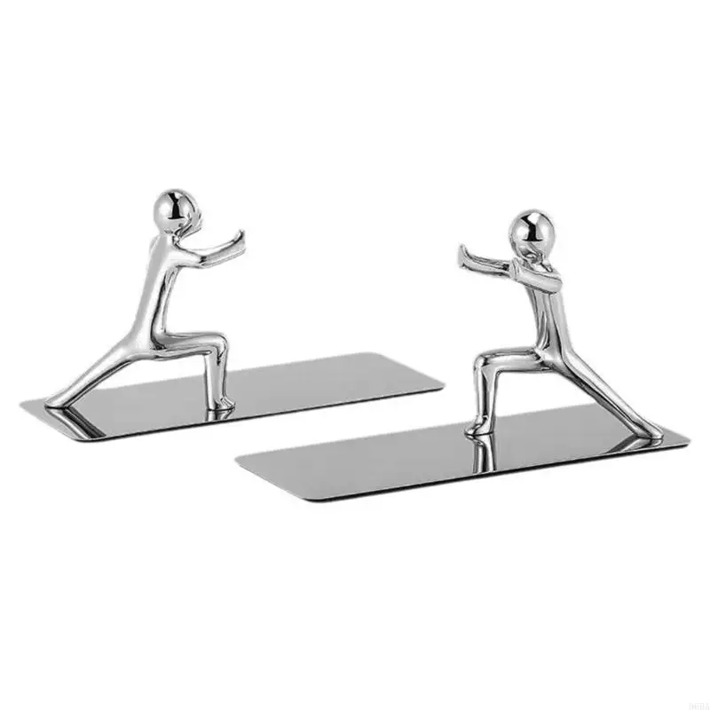 

96BA Stainless Steel Bookends Heavy Duty Book Stand Kung Fu Man Book End for Home