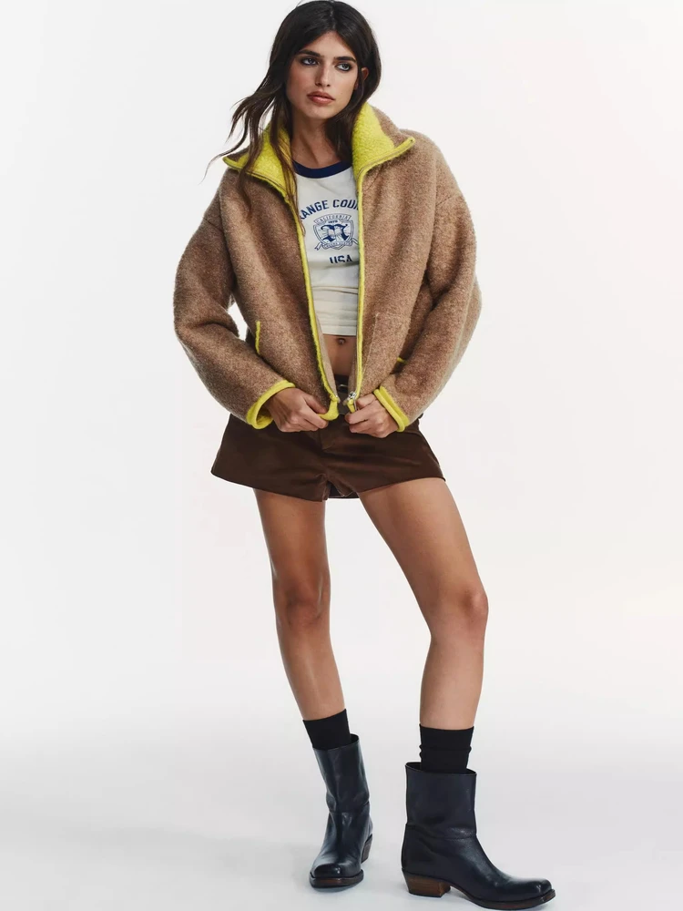 فضفاضة تناسب اللون بلو محبوك الطيار Jaet المرأة لباس غير رسمي شتاء 2025 وصول جديد مريح للتنفس طويل Sve