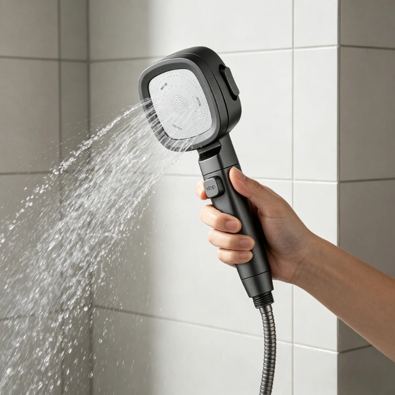 

1pc Handheld Shower Head and Head in One Capable of 360 ° Rotation One Click Water Stop Bathroom Accessory