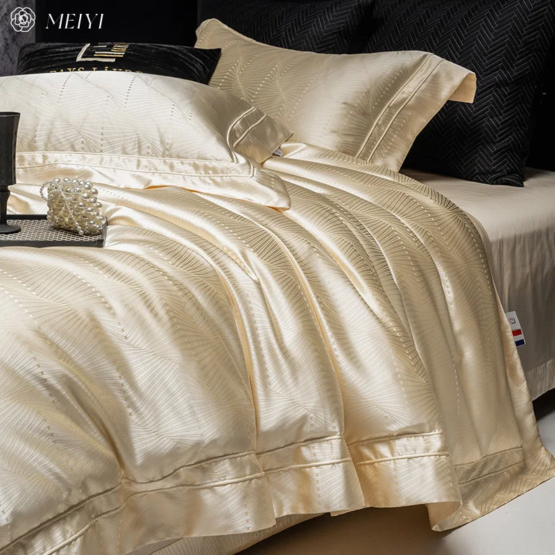 

Customizable high-end luxury solid color pure cotton four-piece set