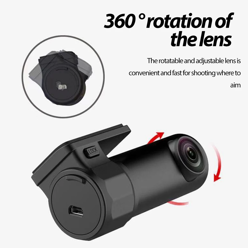 Hidden HD 1080P WIFI Dash Cam Car Camera DVR G-Sensor Driving Recorder Night Version App Dashcam 360 Degree Rotation Lens