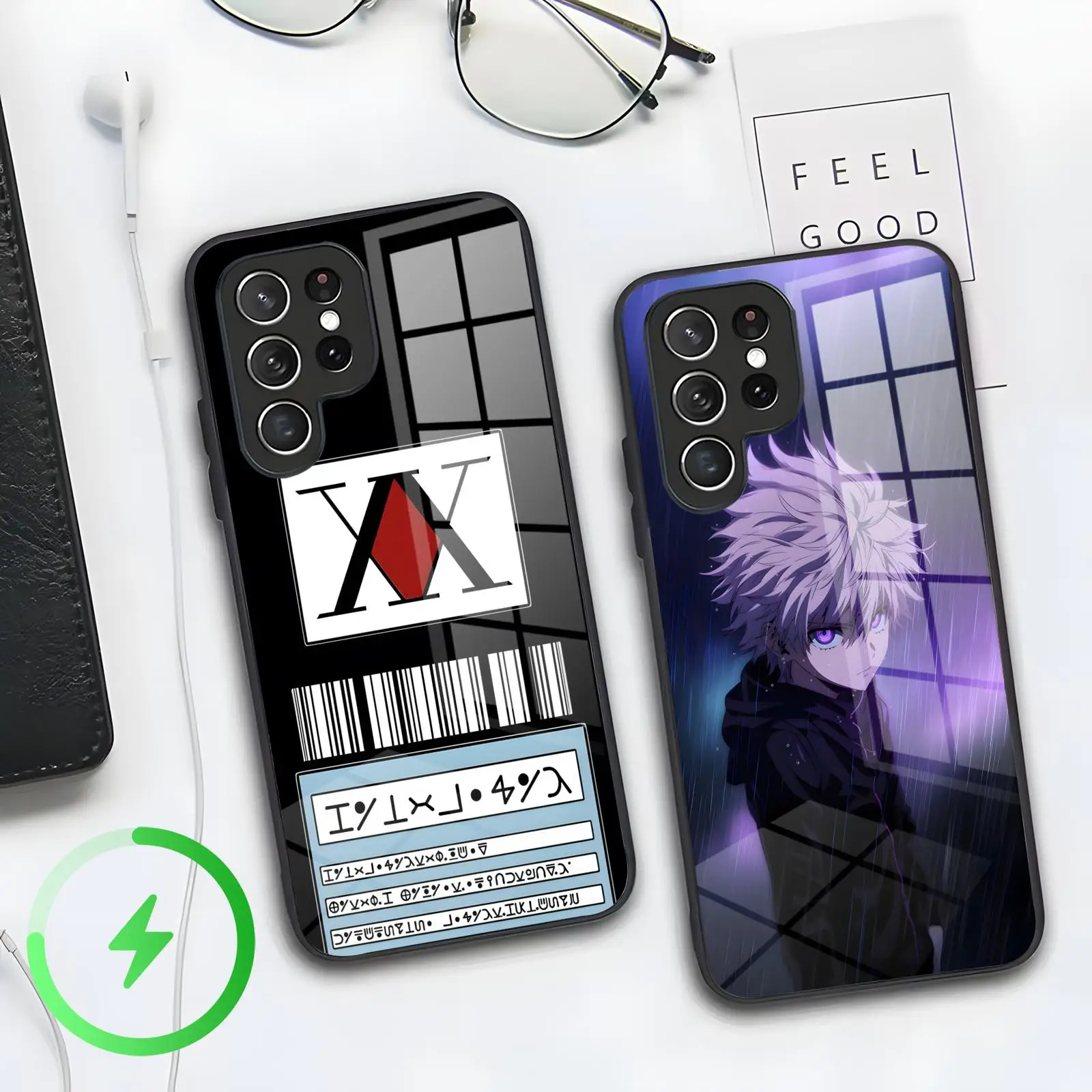 Anime H-Hunter K-Killua Phone Case For Samsung S26 S25 S24 S23 S22 S21 Plus Ultra Note20 Magnetic Glass Phone Case