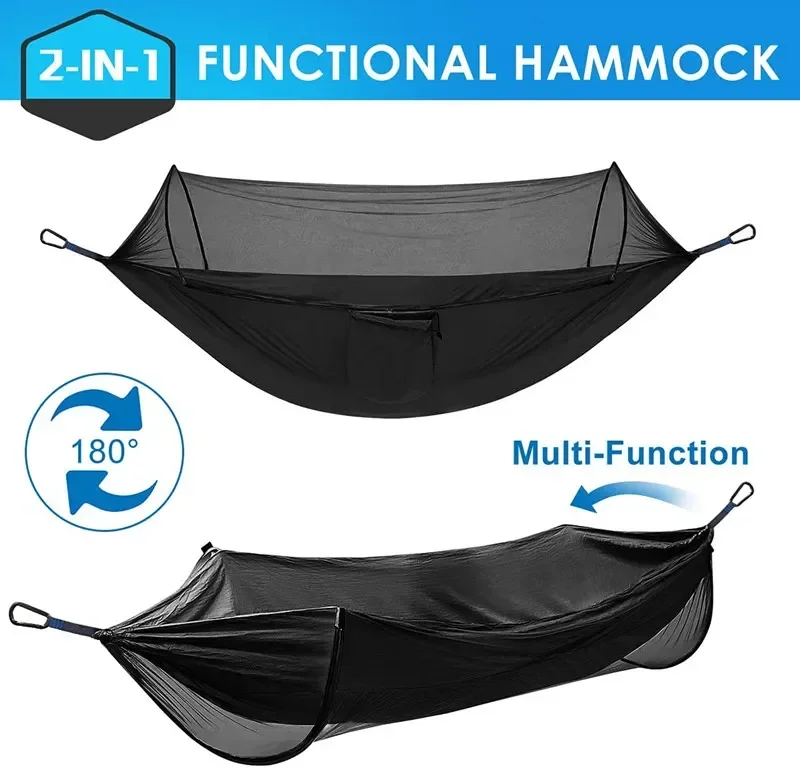 Portable Camping Hammock with Mosquito Net Pop-Up Outdoor Anti-rip Nylon Swing Hammock Chair Sleeping Hammock Camping Stuff