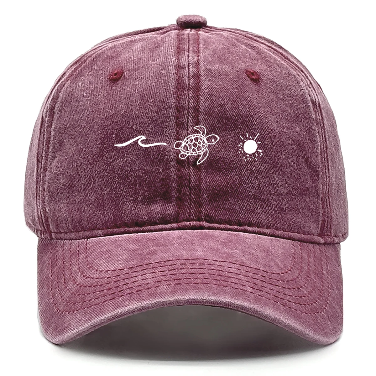 Wave Turtle Sun Printed Baseball Cap Retro Style For Men Women Fashionable Outdoor Hat Sun Shading Adjustable Sun Protection Cap