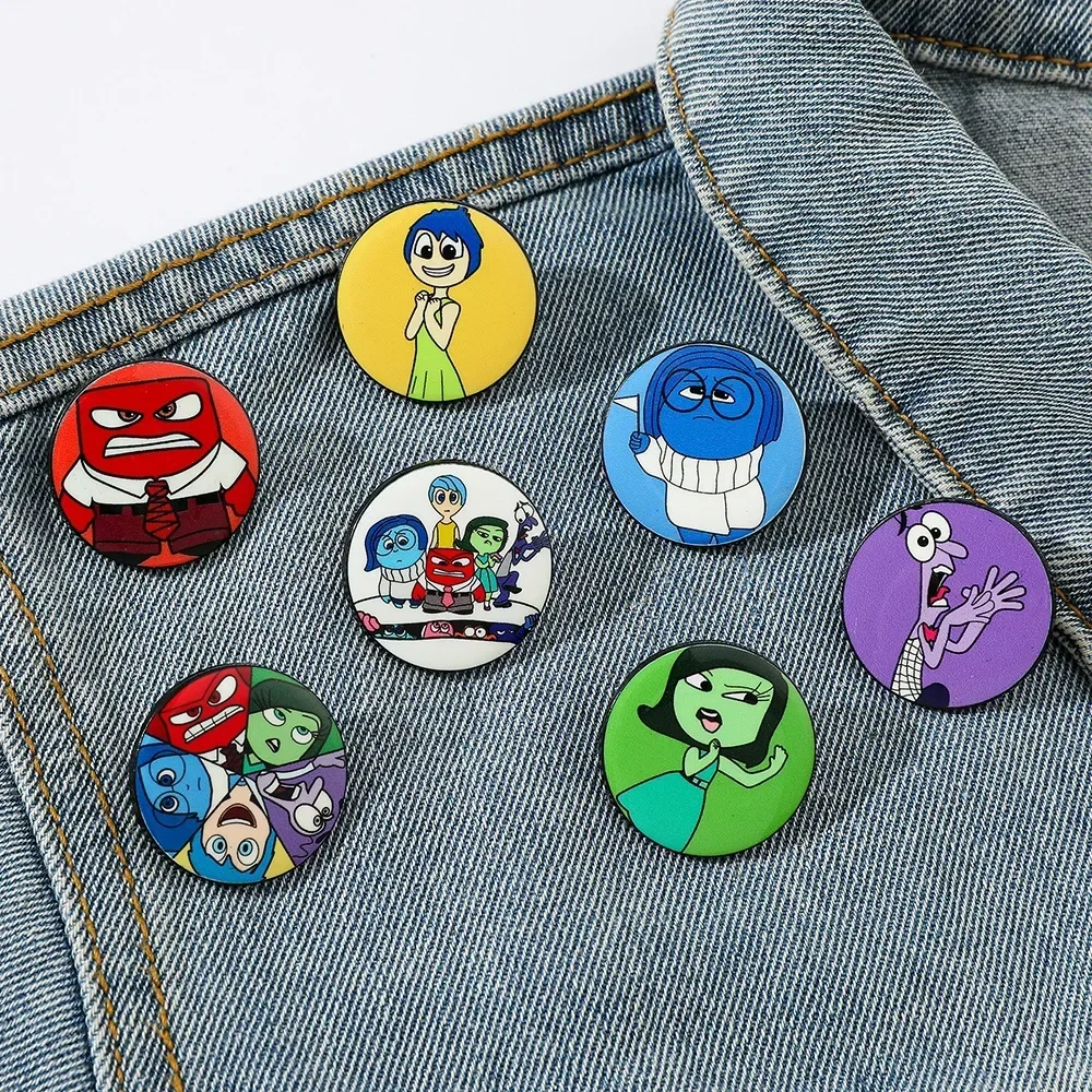 Disney Inside Out 2 Cartoon Enamel Brooches Lapel Pins Metal Badges Anime Figures Jewelry Brooch Gifts for Friends Birthday