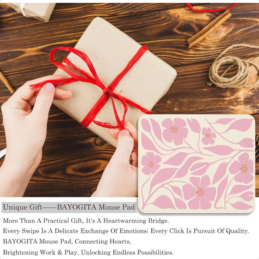 Розовый коврик для мыши с цветочным принтом в стиле бохо, офисный стол, коврик для мыши, розовый коврик для мыши в стиле бохо, цветочный декор, подарки, офисные подарки для коллегков, подарок f