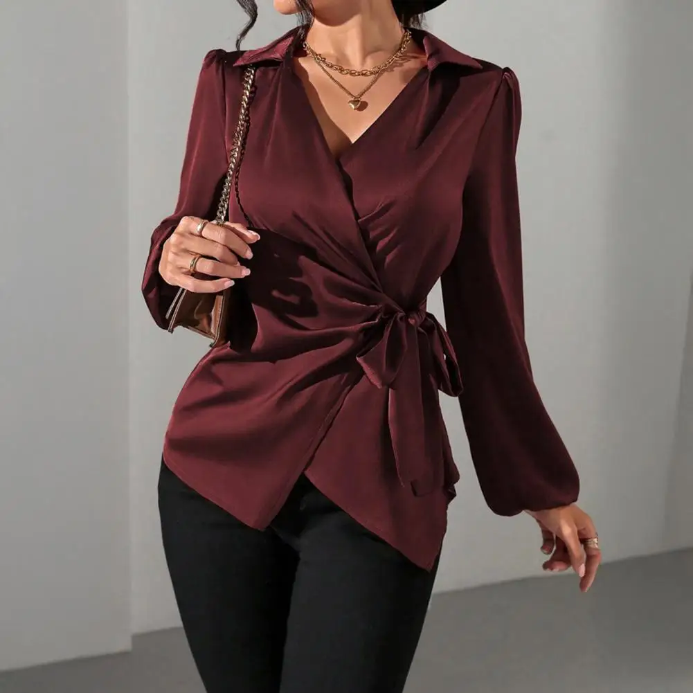 

Элегантная женская блузка для офиса, асимметричная, с длинным рукавом, на шнуровке, белая, базовая, 80%