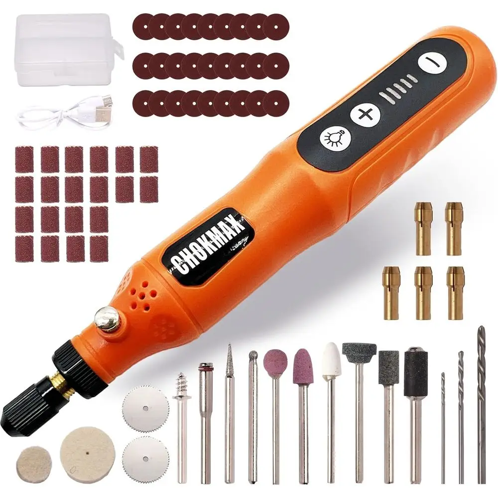 

5-Speed Rotary Tool Kit with 72 Accessories, LED Light, and USB-C Charging for Art, Engraving, Sanding, Polishing, and Drilling