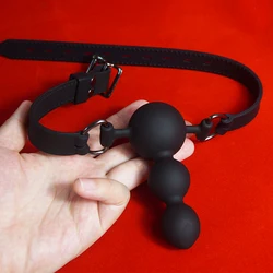 BDSM Triple Ball Mouth Gag,Medical Silicone Slave Gags Deepthroat Bondage Restraints,Sex Toys for Couples,Adult Games