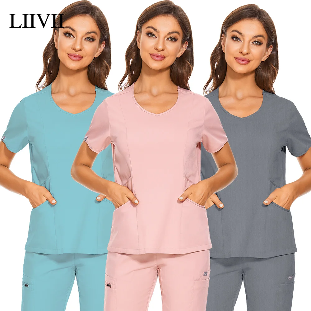 Operating Room Tops Medical Uniforms Unisex Simple Slim Scrubs Clothes Workers T-shirt Summer Uniformes Medical Accessories New