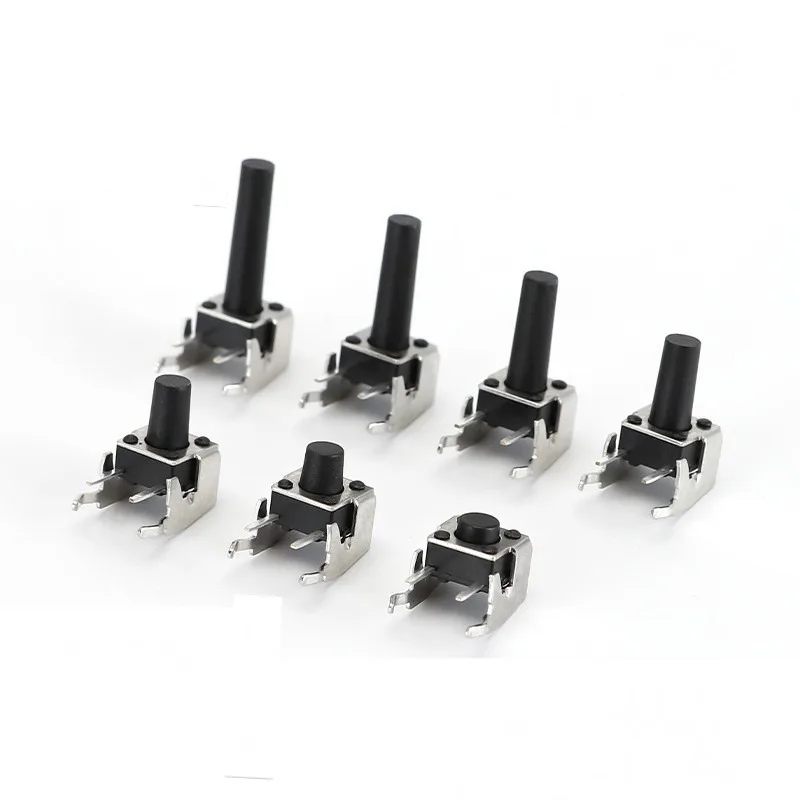 1000pcs 6*6 Side-press Tactile Switch with Bracket 2-pin Plug-in Horizontal Reset Small Button Switch 6*6*4.3/5/6/7