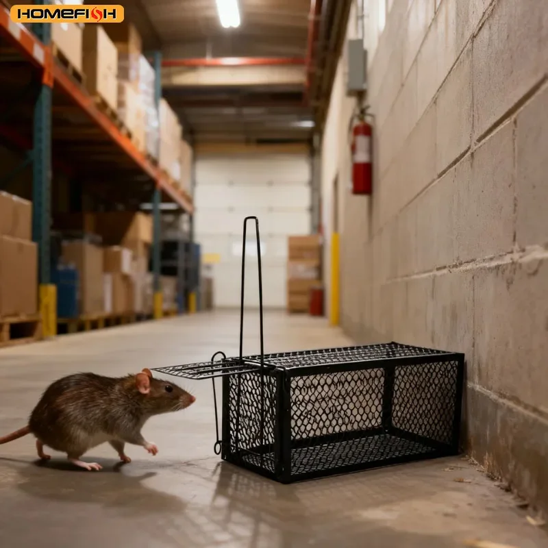Self-locking Smart Iron Net Mouse Trap Safe Household Rodent Trap Metal Reusable Humane Mouse Trap Suitable for Indoor and Outdo