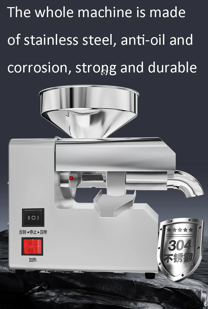 New Oil Press Machine Commercial Home Cold Hot Oil Extractor Stainless Steel Energy Saving Low Noise Olive Peanut Oil Presser